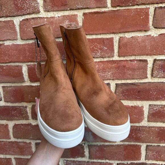 J/SLIDES $169 Tristan Tan Suede Sneaker Boots womens 8.5 NEW - Picture 9 of 13
